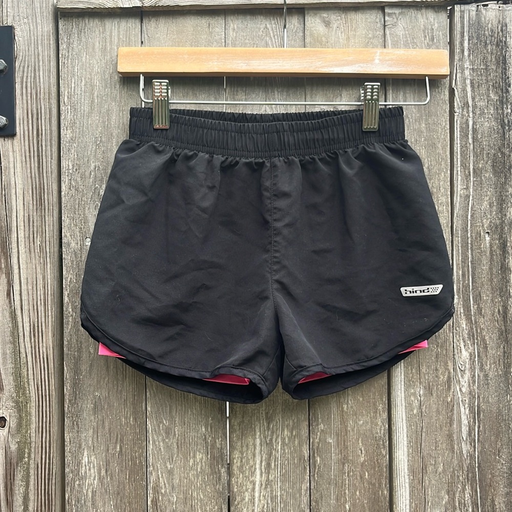 Hind Black Athletic Shorts with Hot Pink Biker Shorts,Girls Size Medium 10/12